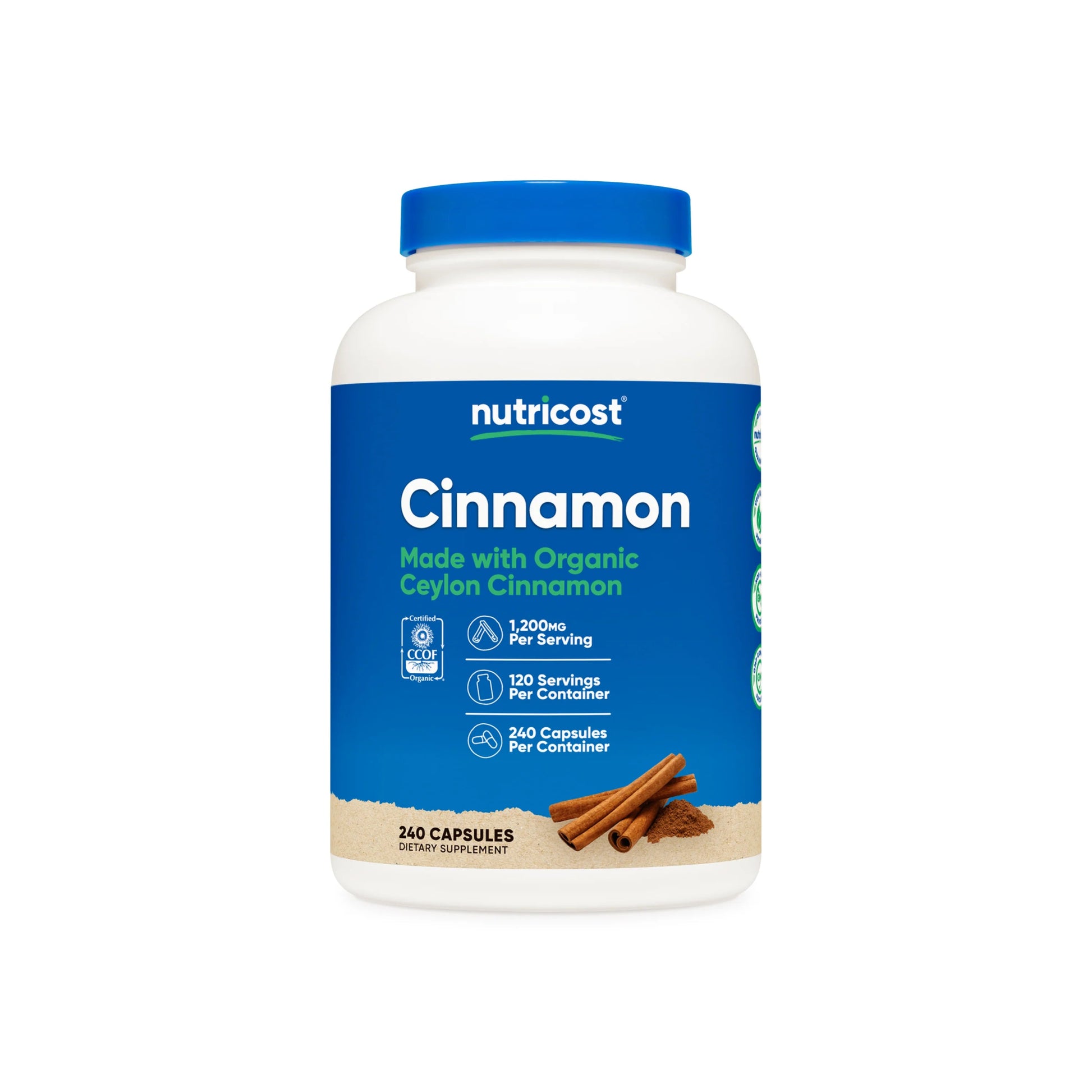 Nutricost Ceylon Cinnamon Organic 240 Capsules  - Mann Nutrition