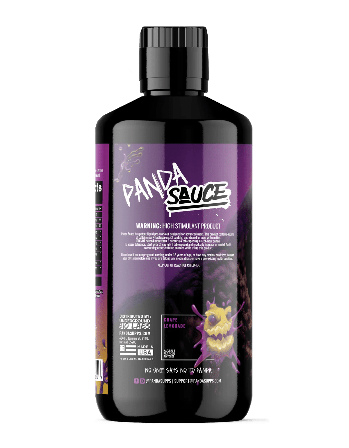 Panda Supps X Pump Sauce Collaboration Liquid Pre Workout - PANDA SAUCE (Grape Lemonade) - Mann Nutrition