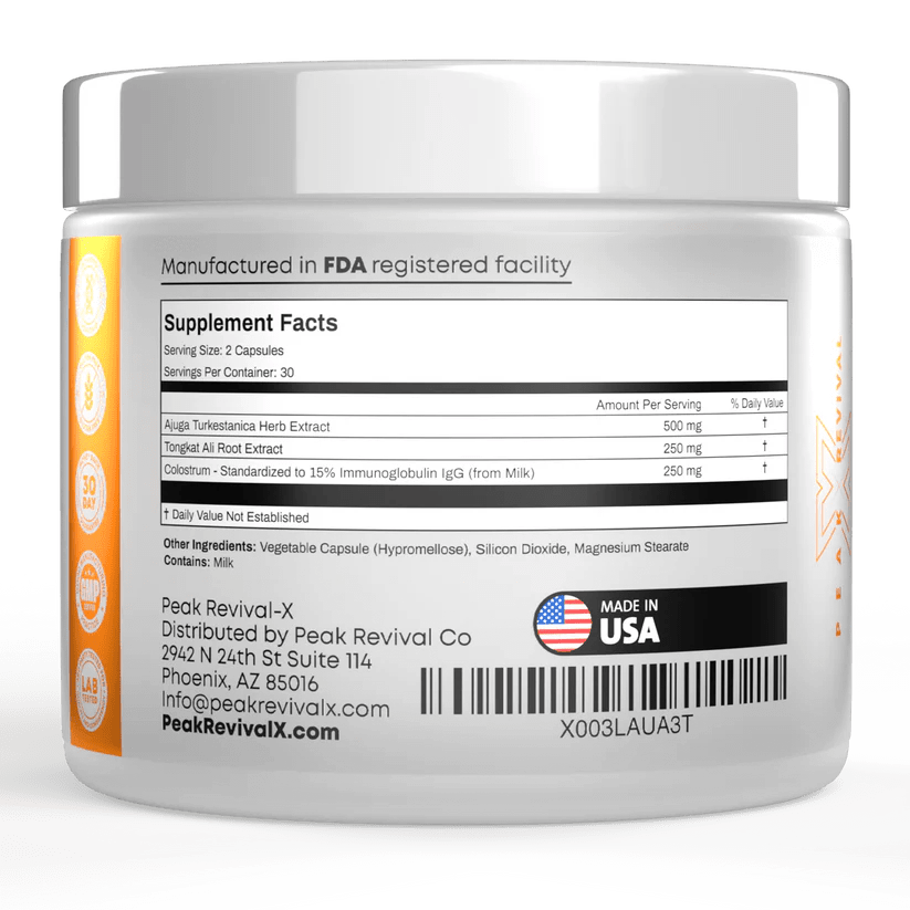 Peak Revival - X Turkesterone & Tongkat Ali + Colostrum – 60 Capsules  - Mann Nutrition