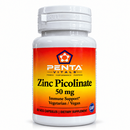 Penta Vitals Zinc Picolinate 50mg – Immune Support | 60 Veg Capsules - Mann Nutrition