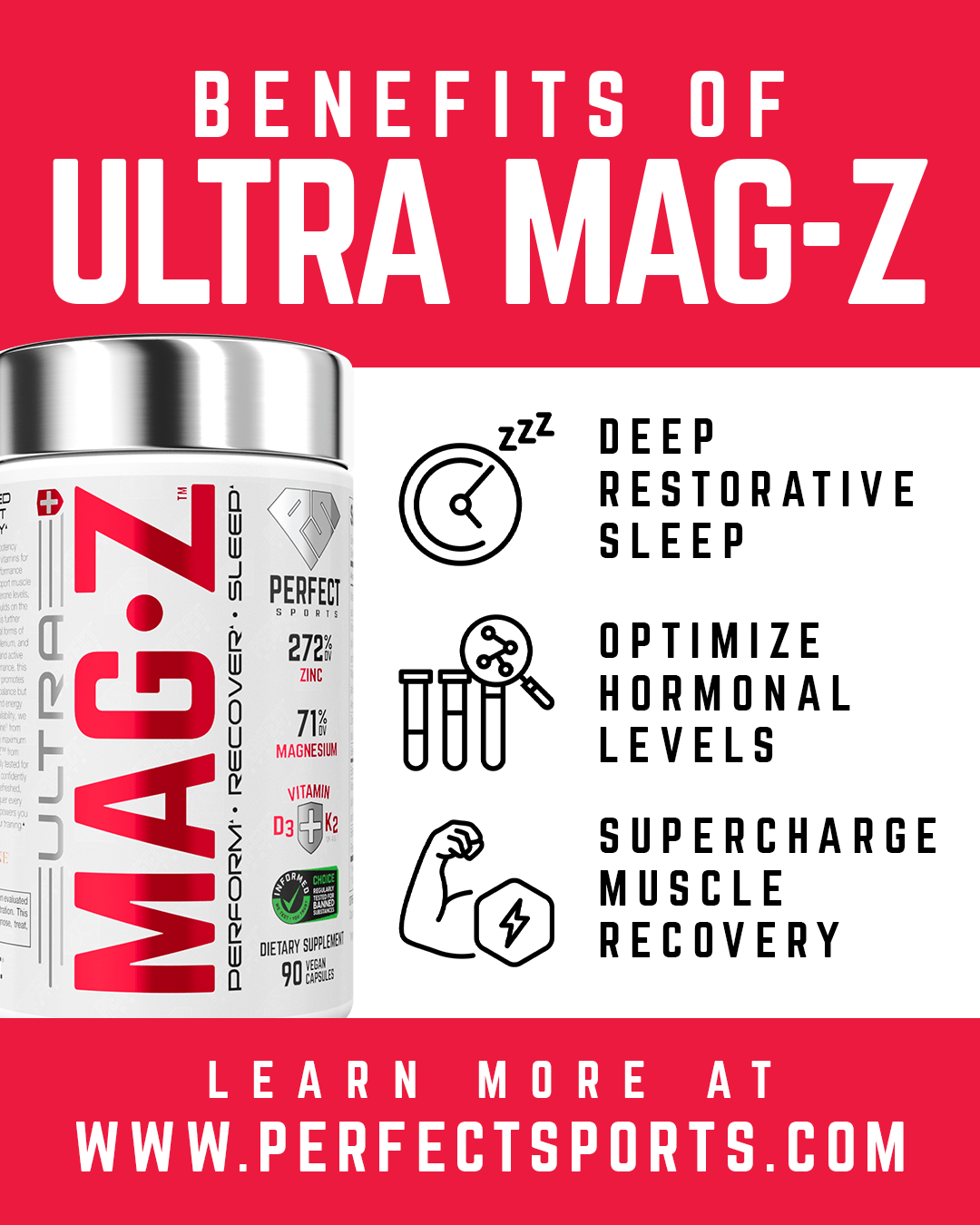 Perfect Sports Ultra Mag - Z – Zinc Magnesium Supplement  - Mann Nutrition