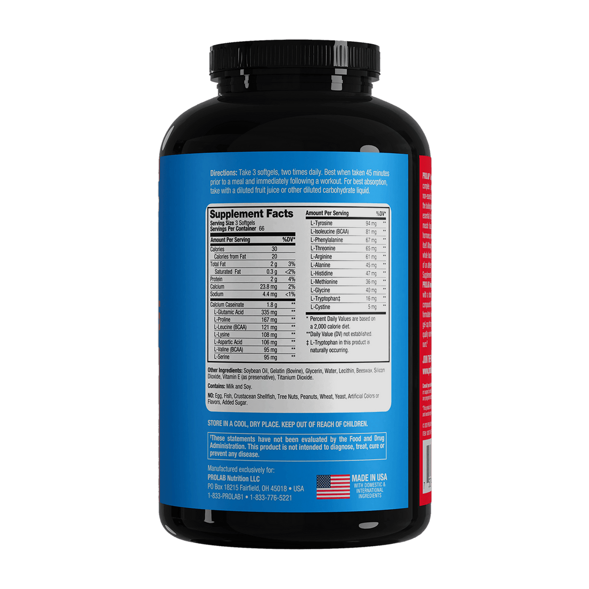 Prolab Nutrition Amino Gel Caps (200 Count) PL014- Mann Nutrition