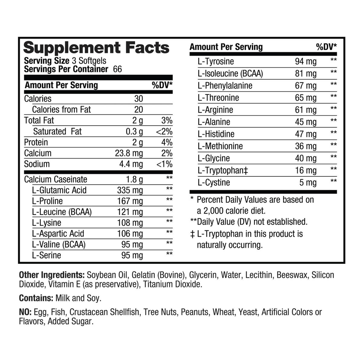 Prolab Nutrition Amino Gel Caps (200 Count) PL014- Mann Nutrition