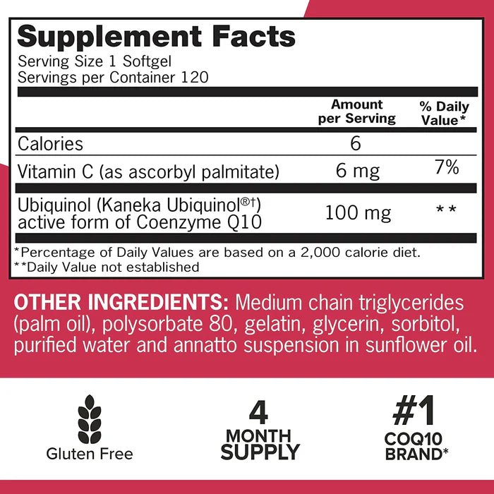 Qunol Mega Ubiquinol CoQ10, 100 mg - 120 Caps  - Mann Nutrition