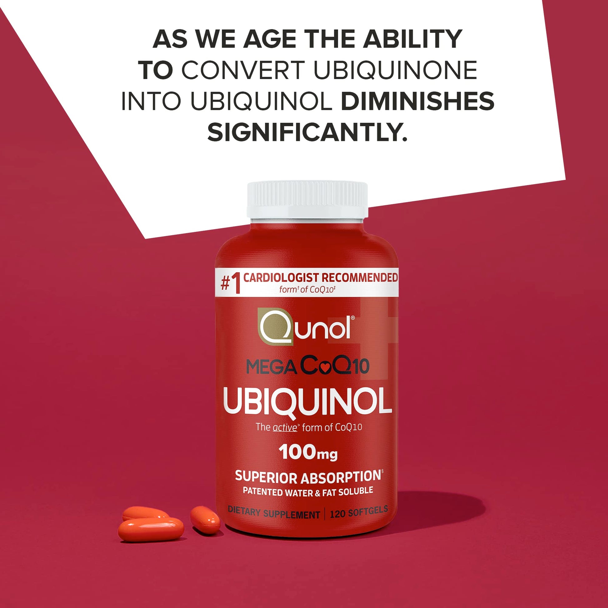 Qunol Mega Ubiquinol CoQ10, 100 mg - 120 Caps  - Mann Nutrition