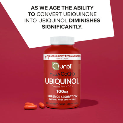 Qunol Mega Ubiquinol CoQ10, 100 mg - 120 Caps  - Mann Nutrition