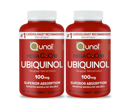 Qunol Mega Ubiquinol CoQ10, 100 mg - 120 Caps  - Mann Nutrition