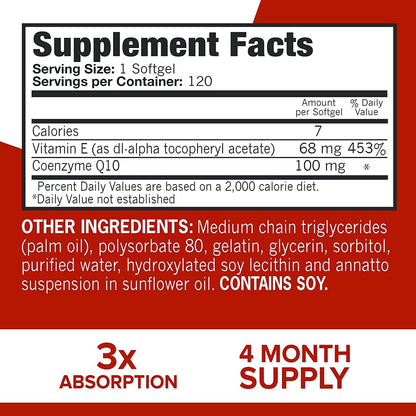 Qunol Ultra Coq 10 100 Mg - 120 Softgels  - Mann Nutrition