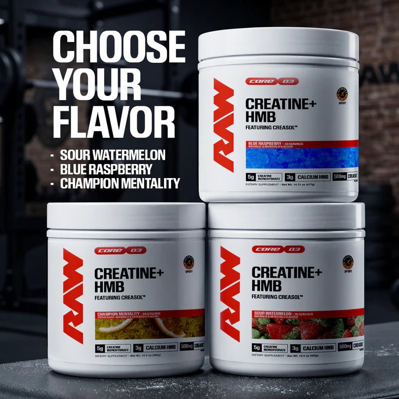 RAW Nutrition Creatine + HMB Powder | 5g Creatine Monohydrate + Recovery Support | 30 Servings - Mann Nutrition