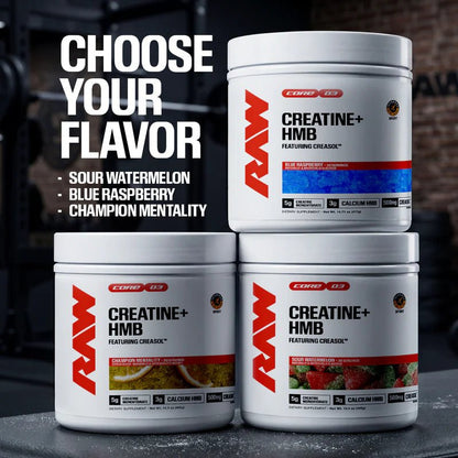 RAW Nutrition Creatine + HMB Powder | 5g Creatine Monohydrate + Recovery Support | 30 Servings - Mann Nutrition