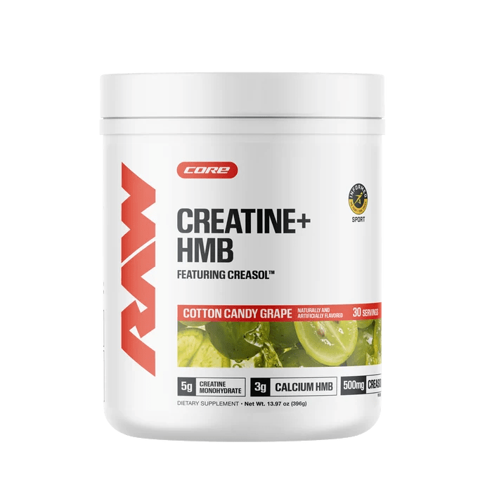 RAW Nutrition Creatine + HMB Powder | 5g Creatine Monohydrate + Recovery Support | 30 Servings - Mann Nutrition