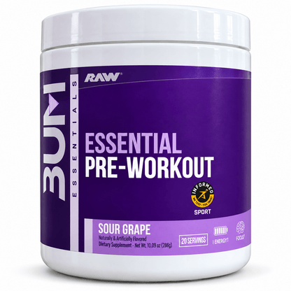 RAW Nutrition Essential Pre-Workout – 20 Servings | Sour Grape - Mann Nutrition
