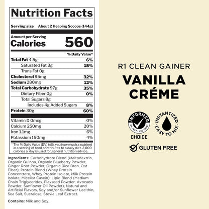 Rule 1 Clean Gainer 15 Servs - Mann Nutrition