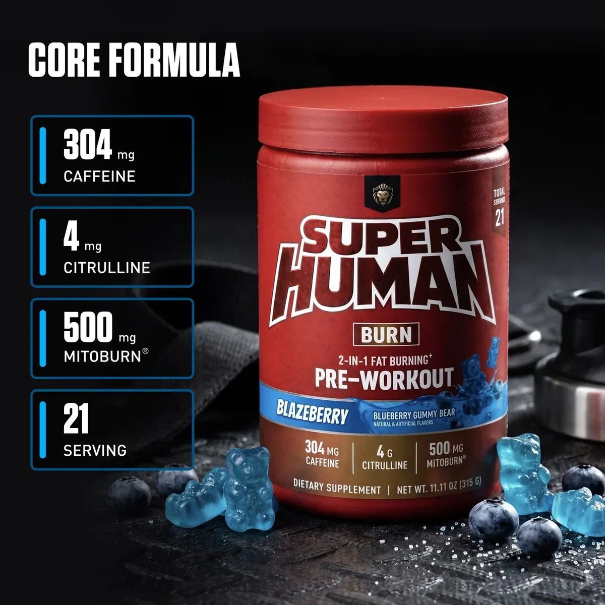 Alpha Lion SUPERHUMAN Burn Pre-Workout – Thermogenic, Energy, Pump & Focus