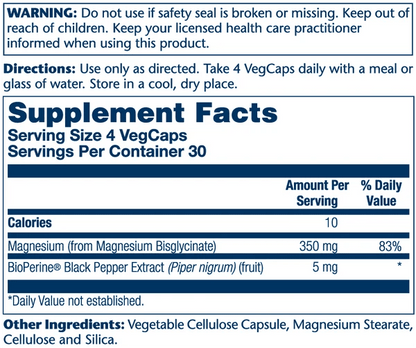 Solaray Magnesium Glycinate 350mg 120 Veg Caps - Mann Nutrition