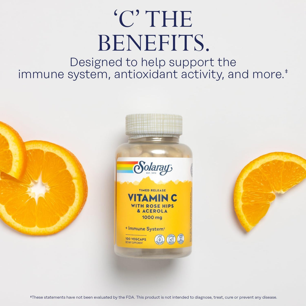Solaray Vitamin C 1000mg |100 Veg Caps - Mann Nutrition
