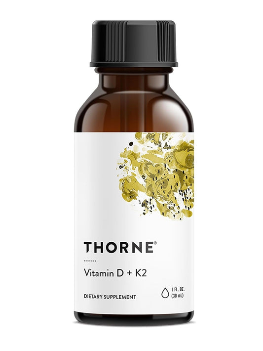 THORNE - Vitamin D + K2 Liquid - 1 Fl Oz (30 ml) - 600 Servings  - Mann Nutrition