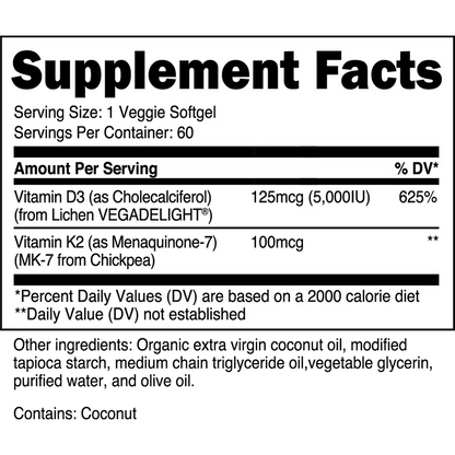 Transparent Labs Vitamin D3 and K2 Softgels | 60 Servings - Mann Nutrition