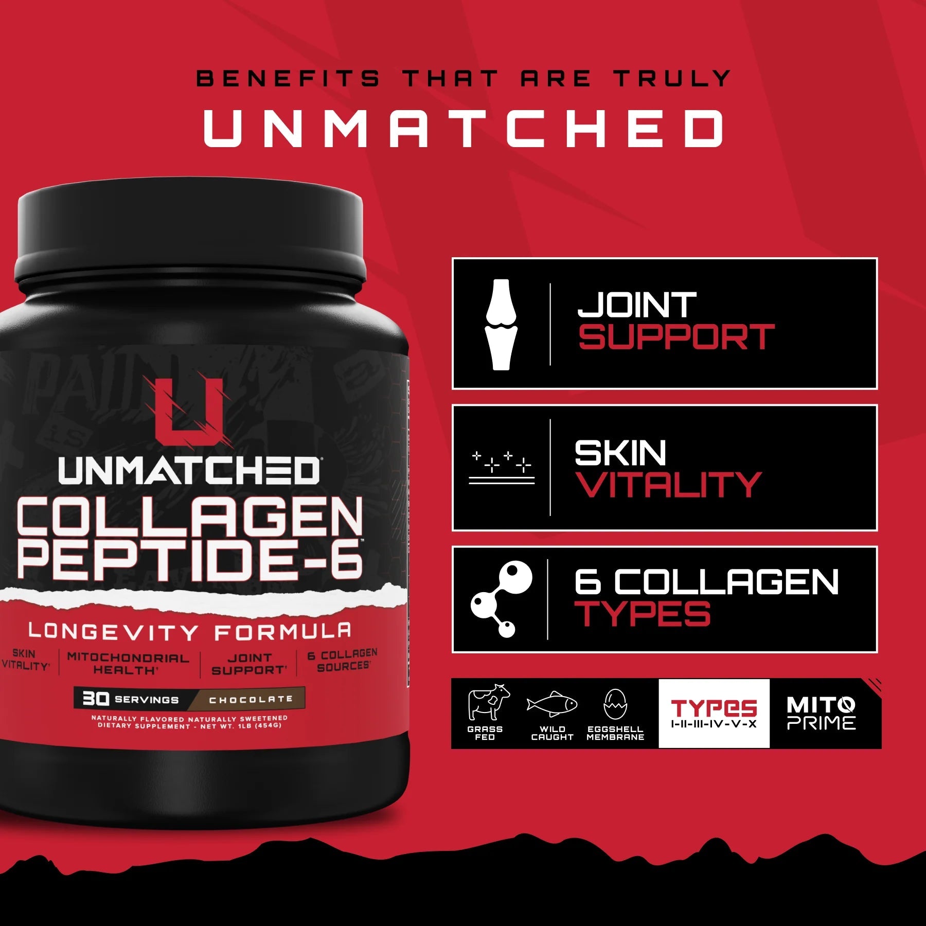 Unmatched Collagen Peptide - 6 Longevity Formula*  - Mann Nutrition