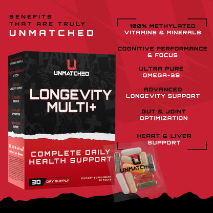 Unmatched Logevity Multi+ - 30 Packs  - Mann Nutrition