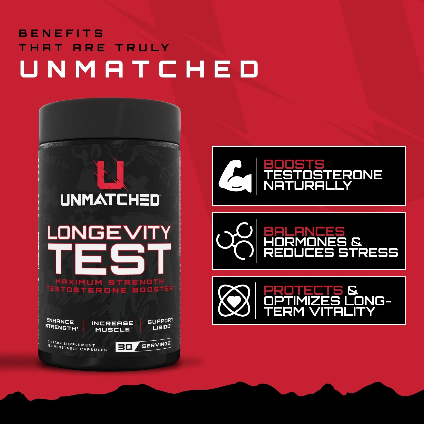 Unmatched Longevity Test Maximum Strength 180 Caps  - Mann Nutrition