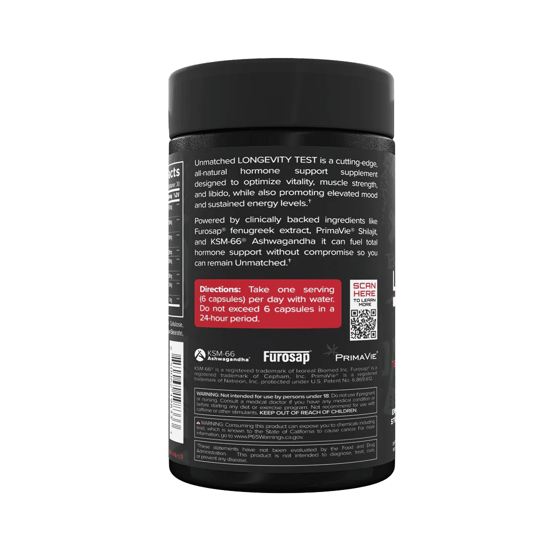 Unmatched Longevity Test Maximum Strength 180 Caps  - Mann Nutrition