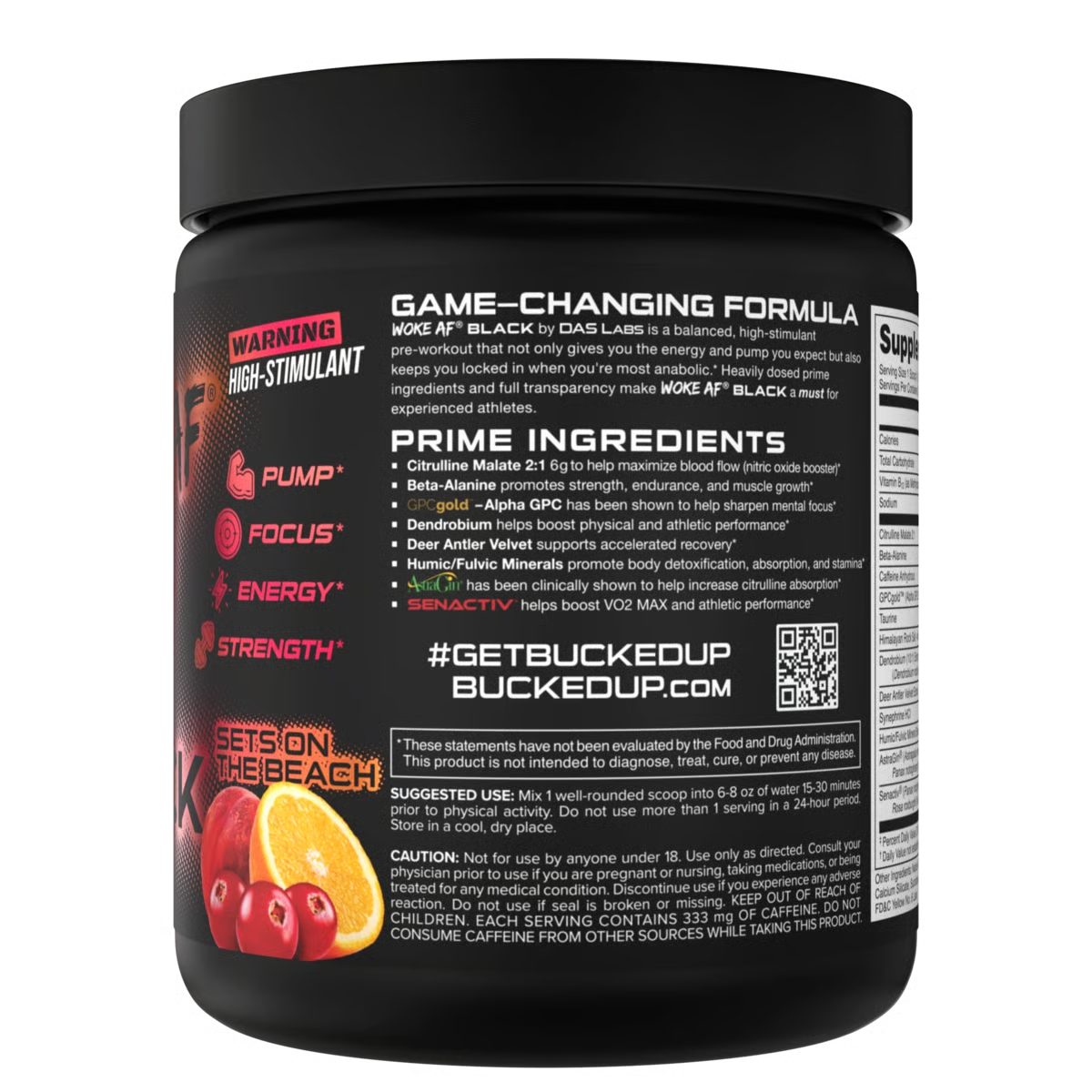 Bucked Up WOKE AF Black High-Stim Pre-Workout